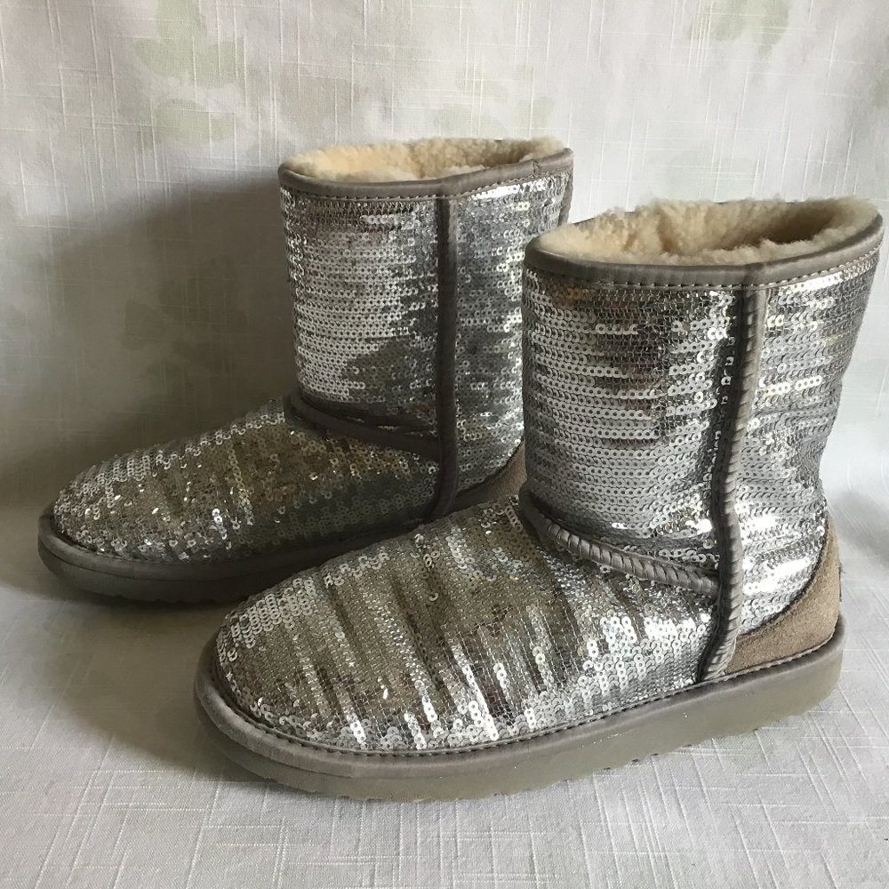Ugg Silver Sequin Boots Size 5